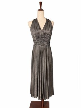 Vintage 90s Evan Picone silvery metallic and black dress. Marilyn Monroe- 12
